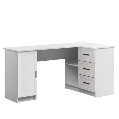 ROME CORNER DESK - WHITE - HAMPTON - OVAL BLACK