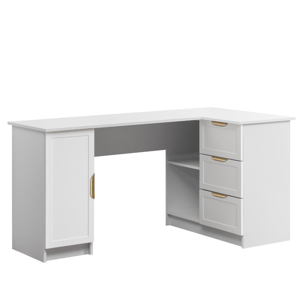ROME CORNER DESK - WHITE - HAMPTON - PULL BRASS