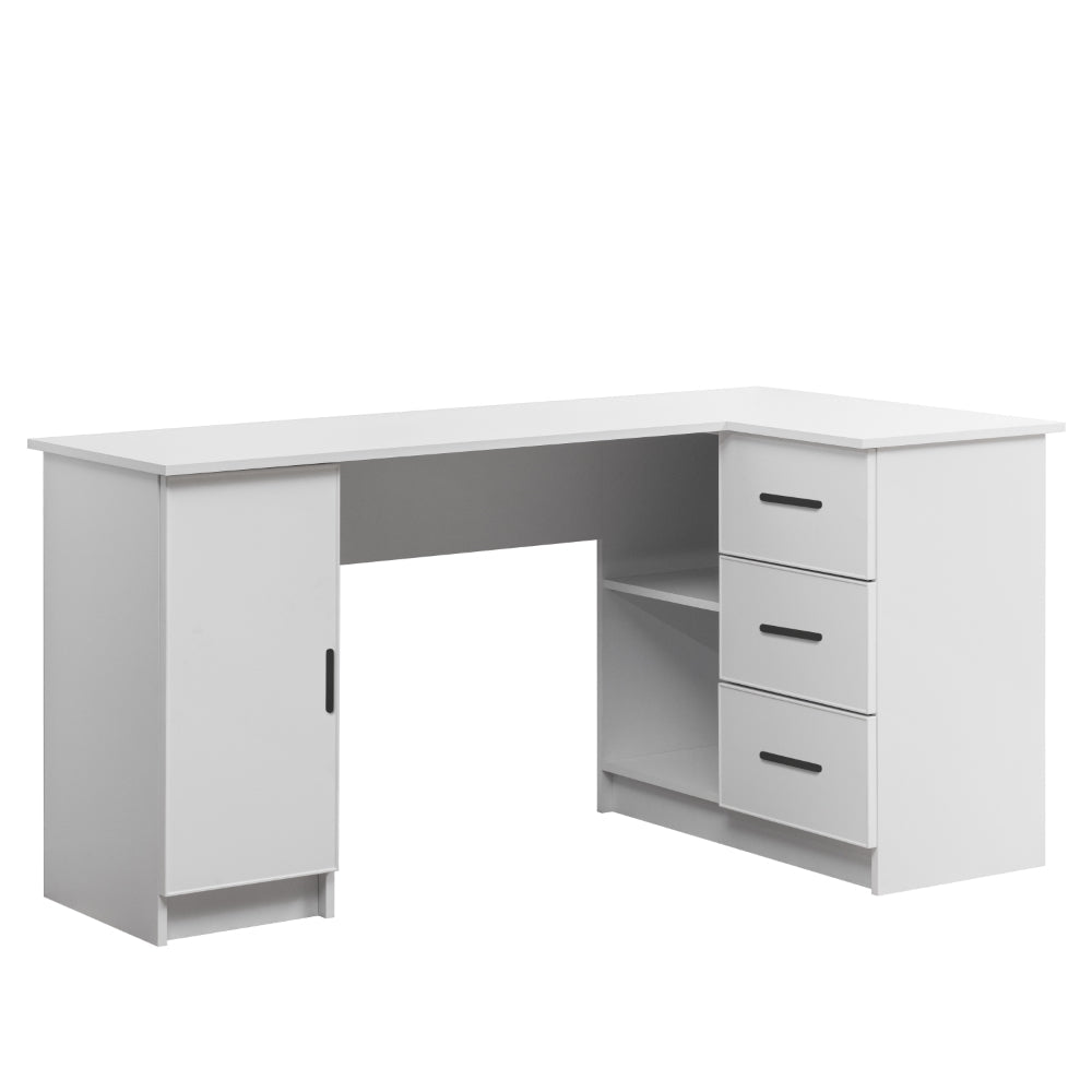 ROME CORNER DESK - WHITE - SLIM - OVAL BLACK