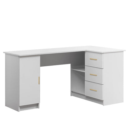 ROME CORNER DESK - WHITE - SLIM - OVAL BRASS