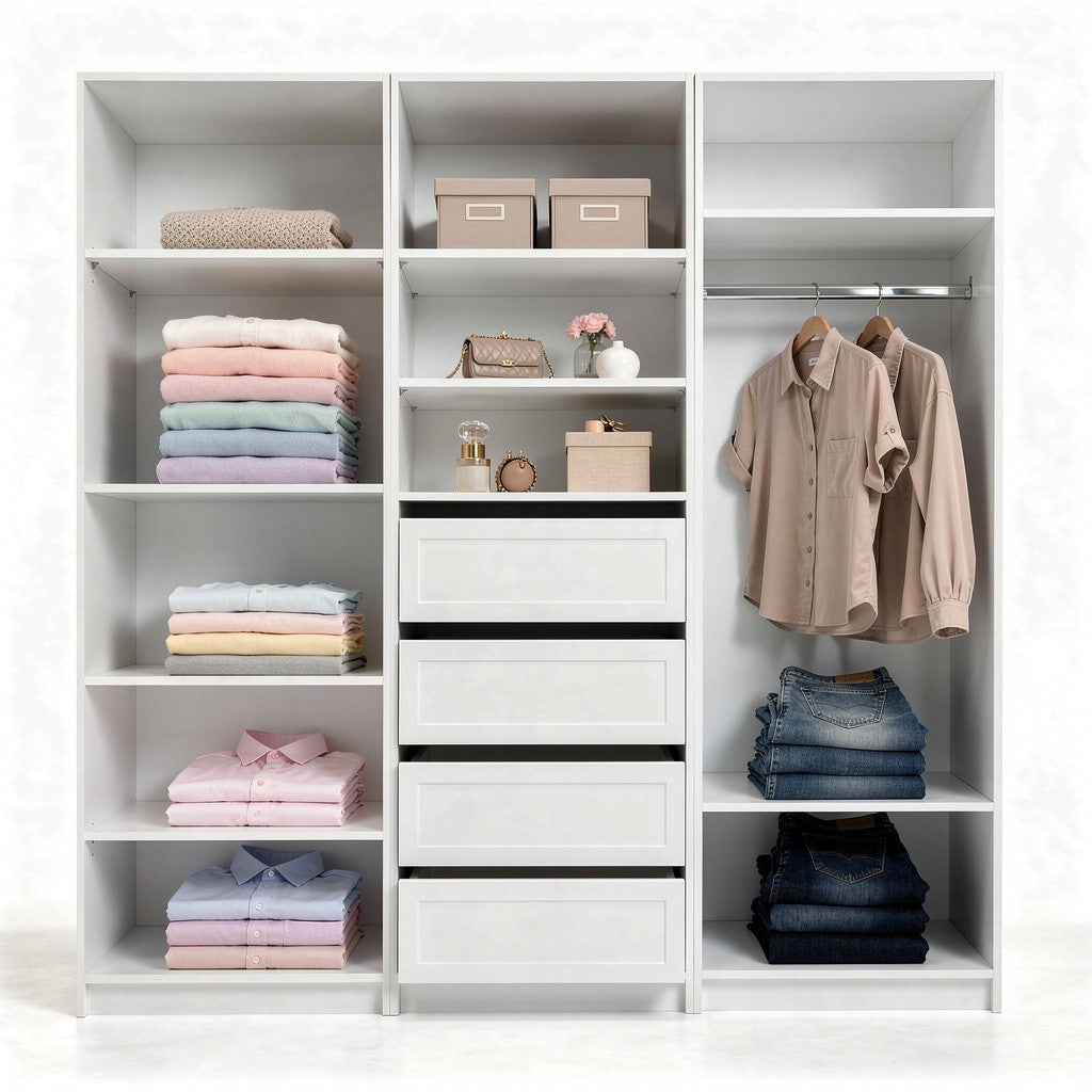 MALMO SIX SHELF WALK IN WARDROBE - WHITE