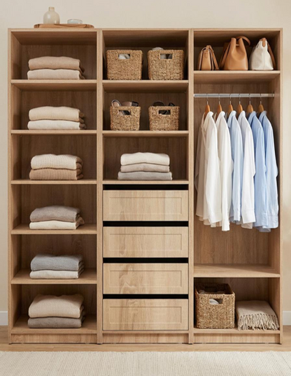 MALMO SIX SHELF WALK IN WARDROBE - NATURAL OAK