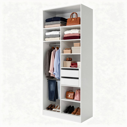 BUDAPEST TWO DOOR HANGING/STORAGE WARDROBE - WHITE - FLUTED - BLACK