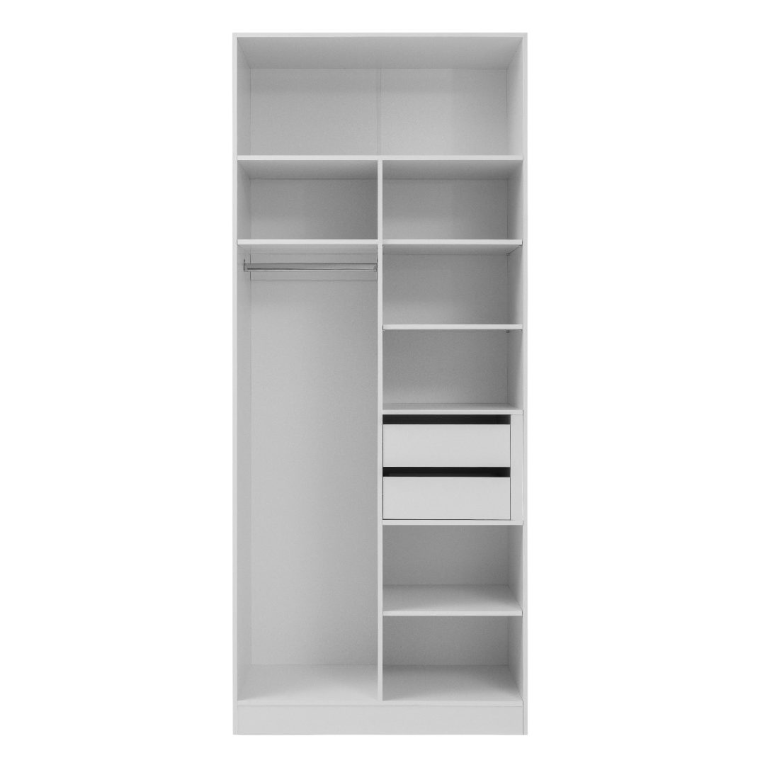 BUDAPEST TWO DOOR HANGING/STORAGE WARDROBE - WHITE - FLUTED - BRASS
