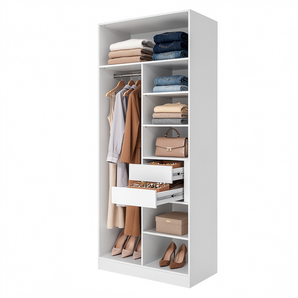 BUDAPEST TWO DOOR HANGING/STORAGE WARDROBE - WHITE - VJ PANEL - BRASS