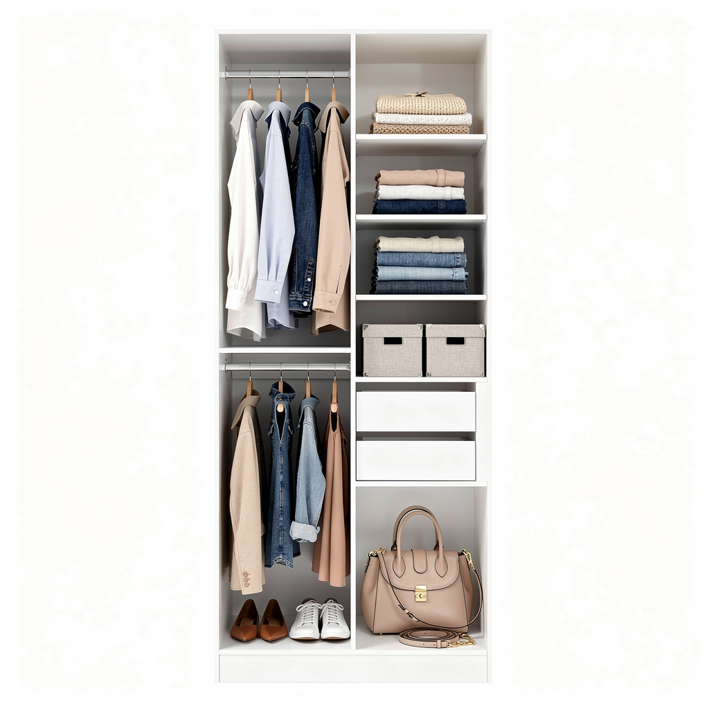 BUDAPEST TWO DOOR HANGING/STORAGE WARDROBE - WHITE - HAMPTONS - BRASS