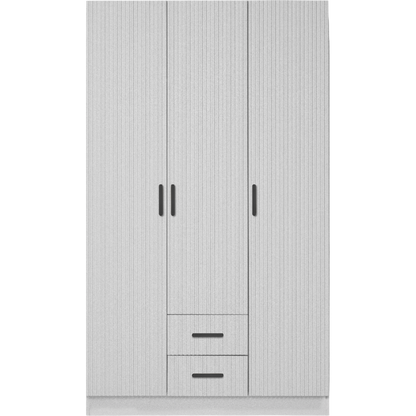 BUDAPEST THREE DOOR WARDROBE - WHITE - FLUTED - BLACK
