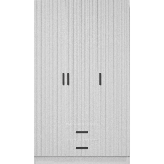 BUDAPEST THREE DOOR WARDROBE - WHITE - FLUTED - BLACK