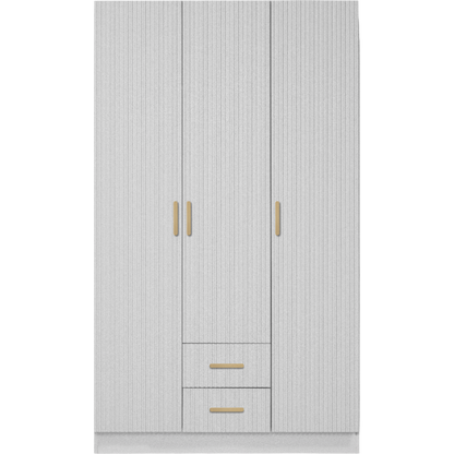 BUDAPEST THREE DOOR WARDROBE - WHITE - FLUTED - BRASS
