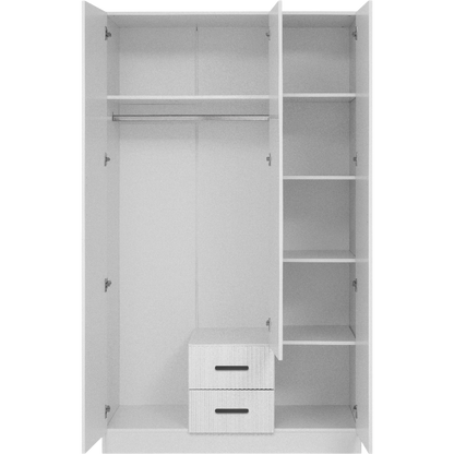 BUDAPEST THREE DOOR WARDROBE - WHITE - FLUTED - BLACK