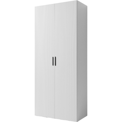 BUDAPEST TWO DOOR HANGING WARDROBE - WHITE - FLUTED - BLACK