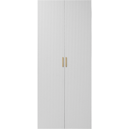 BUDAPEST TWO DOOR HANGING WARDROBE - WHITE - FLUTED - BRASS