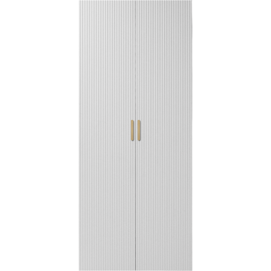 BUDAPEST TWO DOOR HANGING WARDROBE - WHITE - FLUTED - BRASS