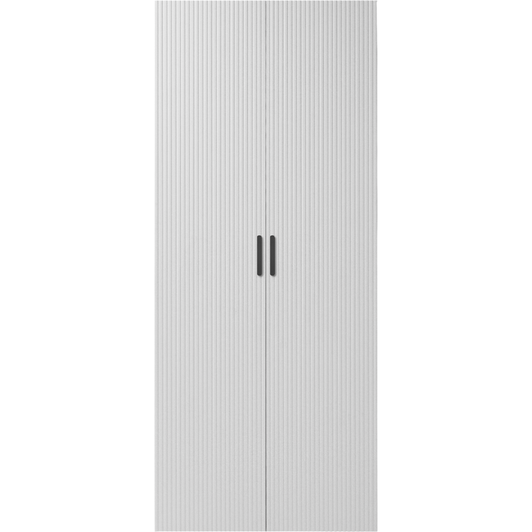 BUDAPEST TWO DOOR HANGING WARDROBE - WHITE - FLUTED - BLACK