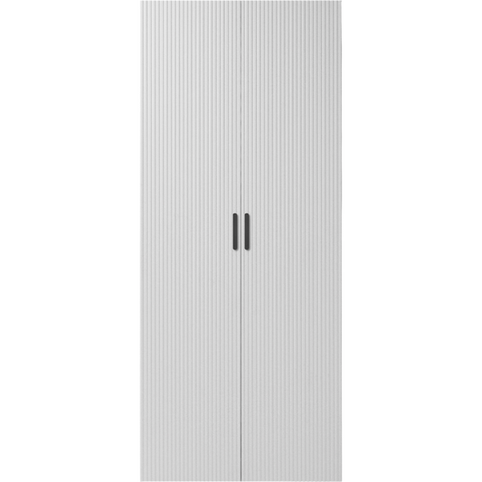BUDAPEST TWO DOOR HANGING WARDROBE - WHITE - FLUTED - BLACK