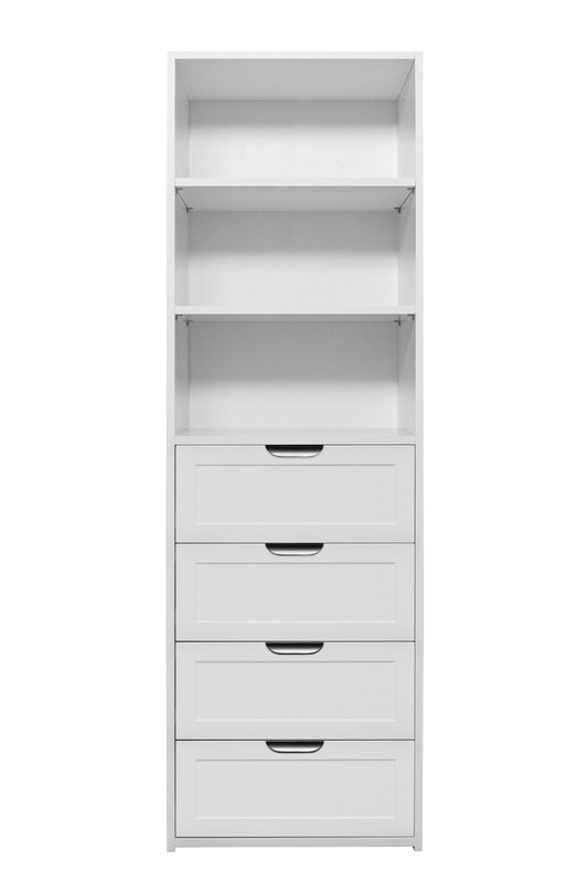 GENEVA 3 SHELF 4 DRAWER BUILT IN WARDROBE - WHITE - HAMPTON - PULL BLACK