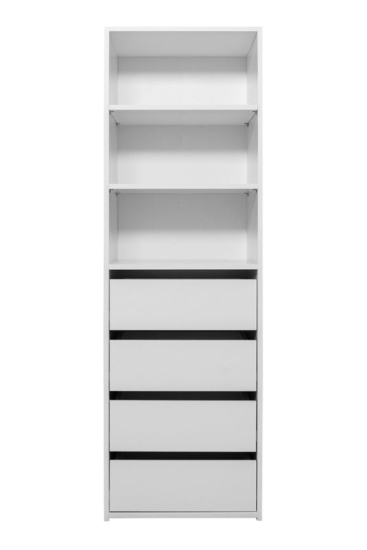 Geneva Built In Wardrobe - 4 Drawer 3 Shelf Module - Classic - White