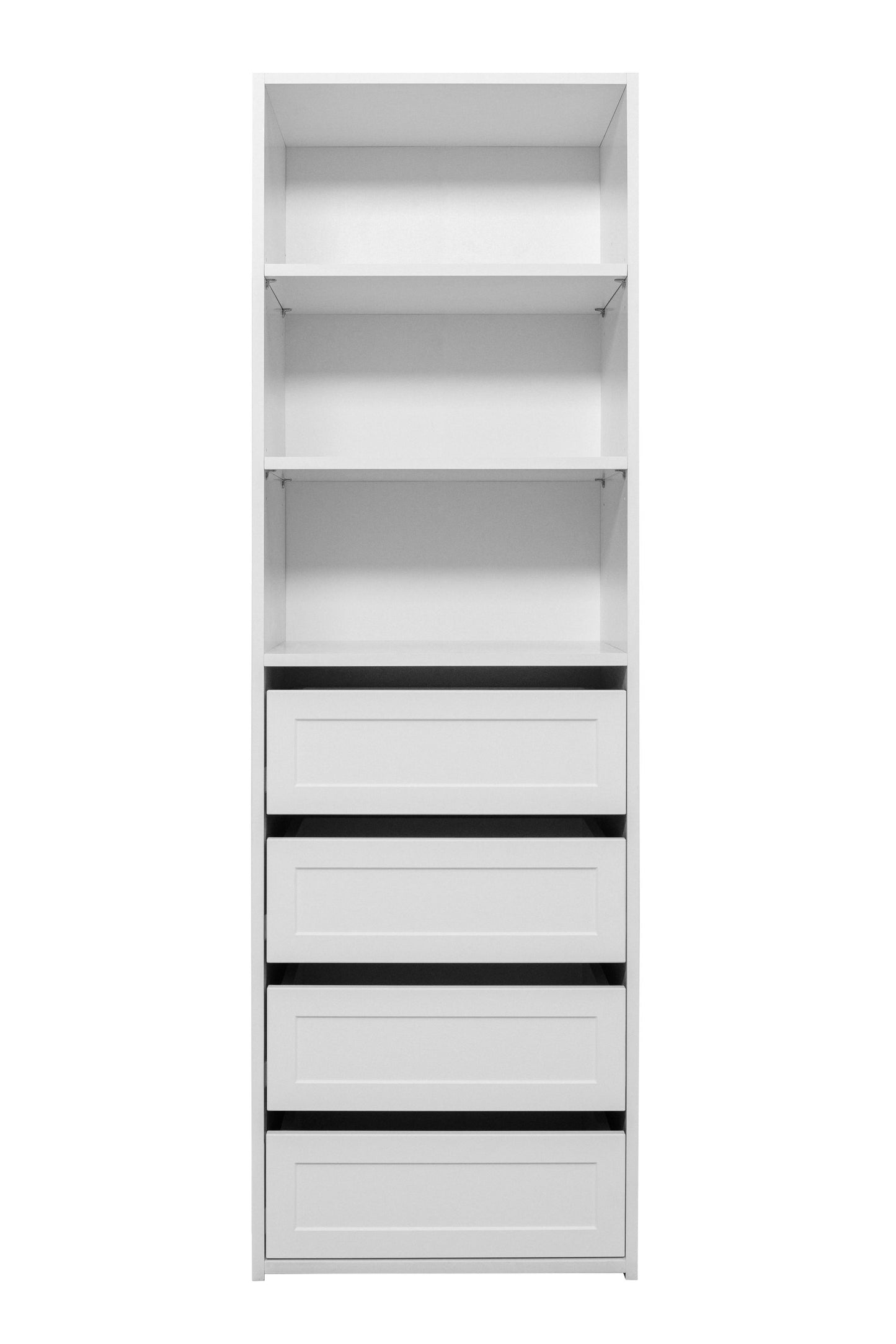 Geneva Built In Wardrobe - 4 Drawer 3 Shelf Module - Hamptons - White