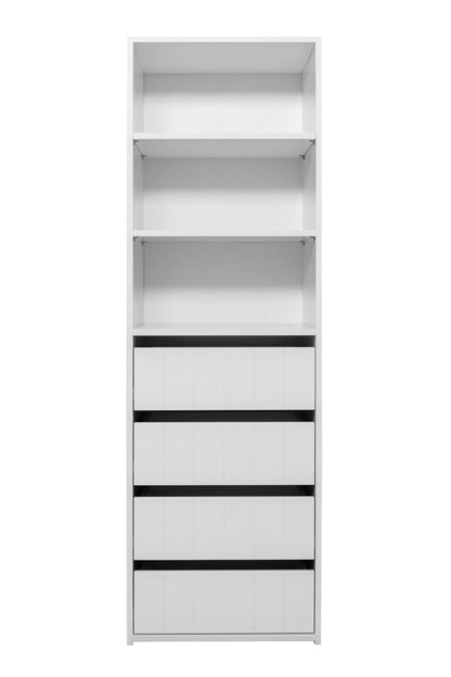 Geneva Built In Wardrobe - 4 Drawer 3 Shelf Module - VJ Panel - White