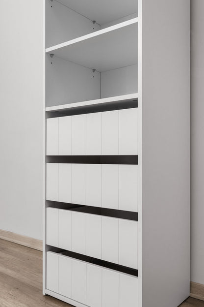 Geneva Built In Wardrobe - 4 Drawer 3 Shelf Module - VJ Panel - White