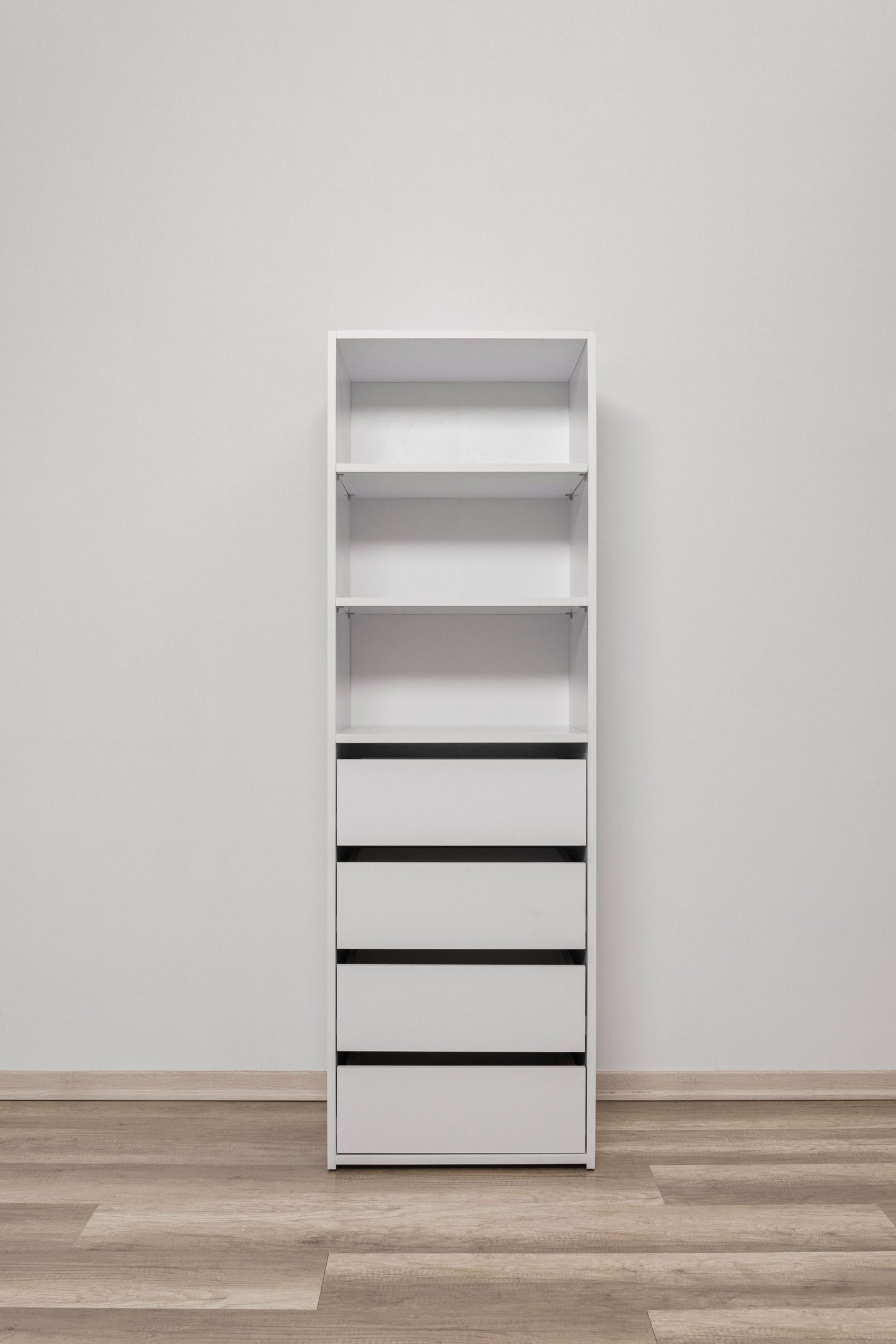 Geneva Built In Wardrobe - 4 Drawer 3 Shelf Module - Classic - White