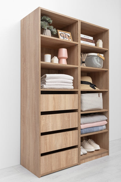 Geneva Built In Wardrobe - 6 Shelf Module - Natural Oak
