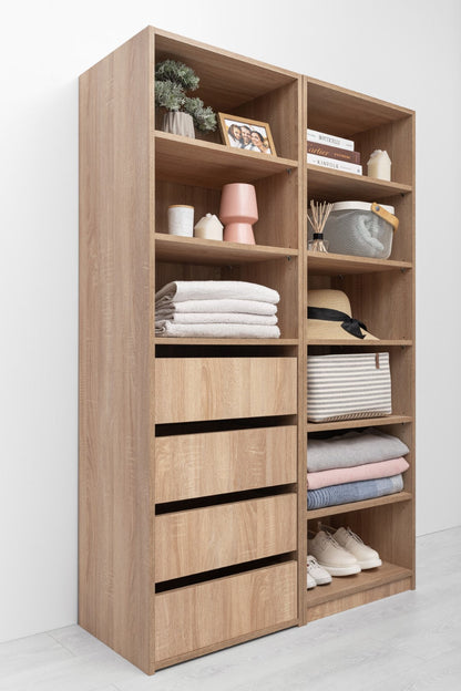 Geneva Built In Wardrobe - 6 Shelf Module - Natural Oak