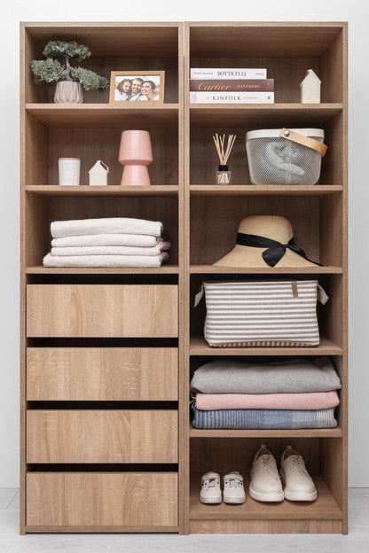 Geneva Built In Wardrobe - 6 Shelf Module - Natural Oak