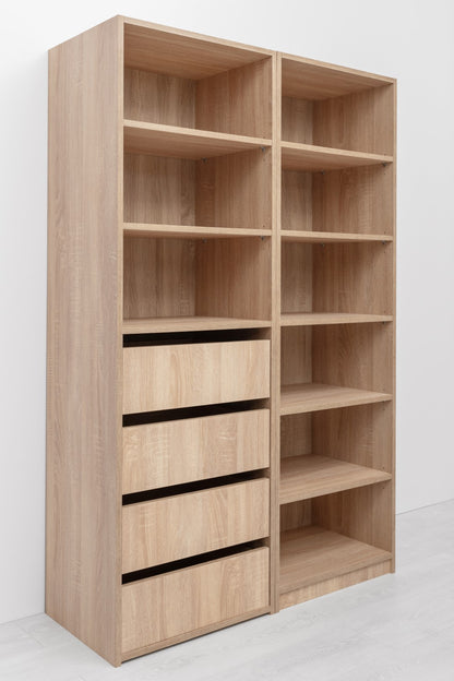 Geneva Built In Wardrobe - 6 Shelf Module - Natural Oak