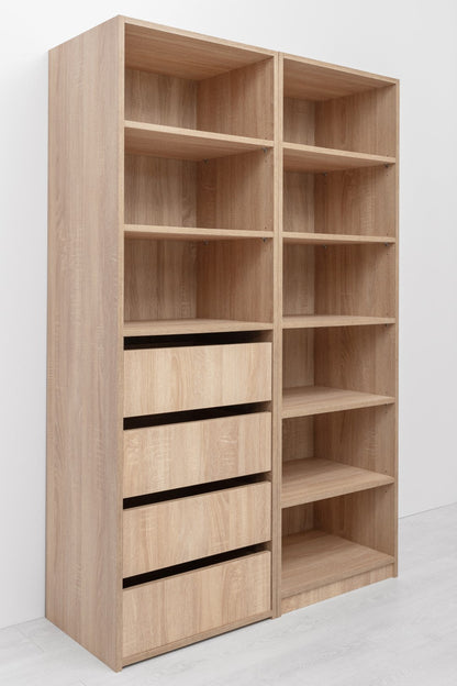 Geneva Built In Wardrobe - 6 Shelf Module - Natural Oak