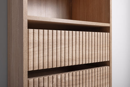 Geneva Built In Wardrobe - 4 Drawer 3 Shelf Module - Fluted - Natural Oak