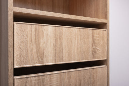 Geneva Built In Wardrobe - 4 Drawer 3 Shelf Module - Slim Shaker Panel - Natural Oak