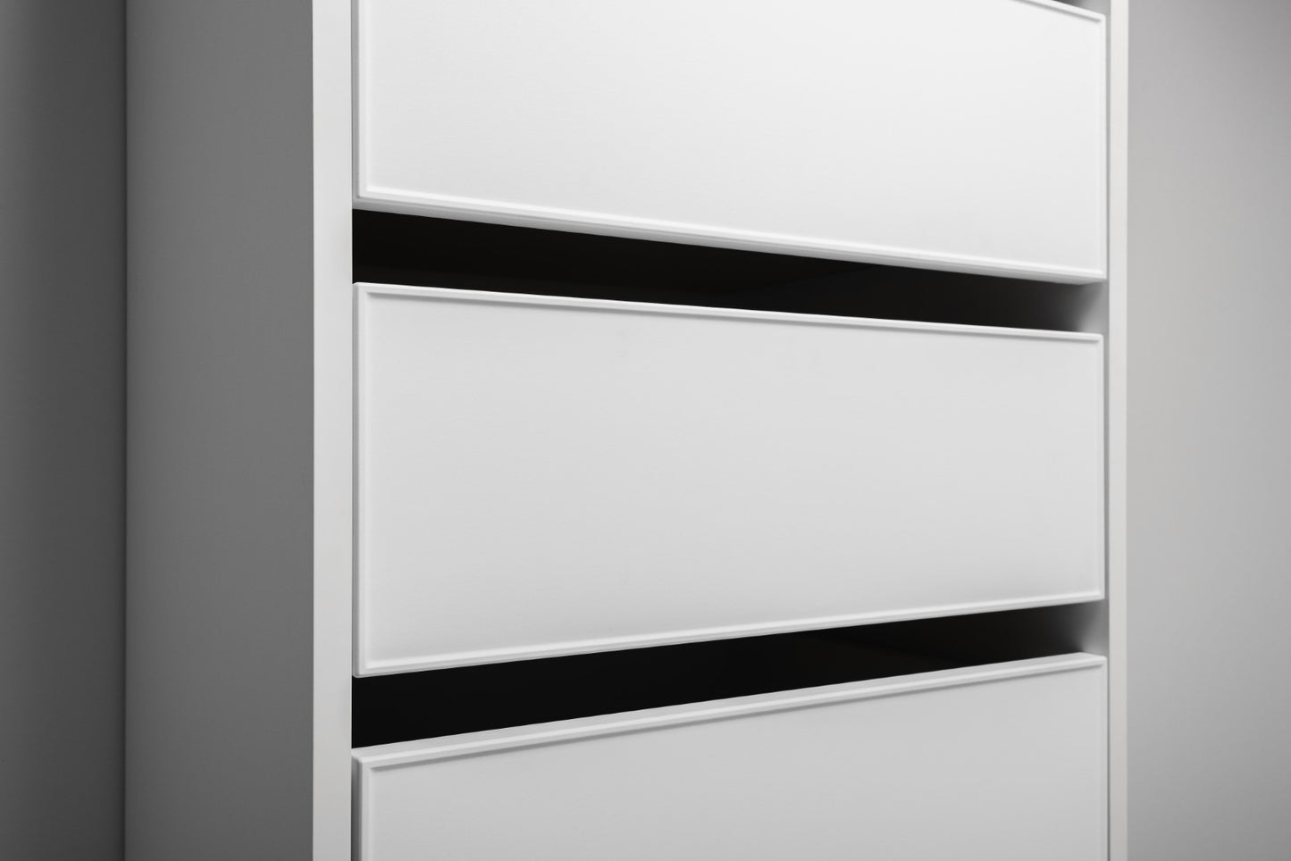 Geneva Built In Wardrobe - 4 Drawer 3 Shelf Module - Slim Shaker Panel - White