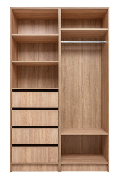 Malmo Walk In Wardrobe - 4 Drawer 3 Shelf Module - Classic - Natural Oak