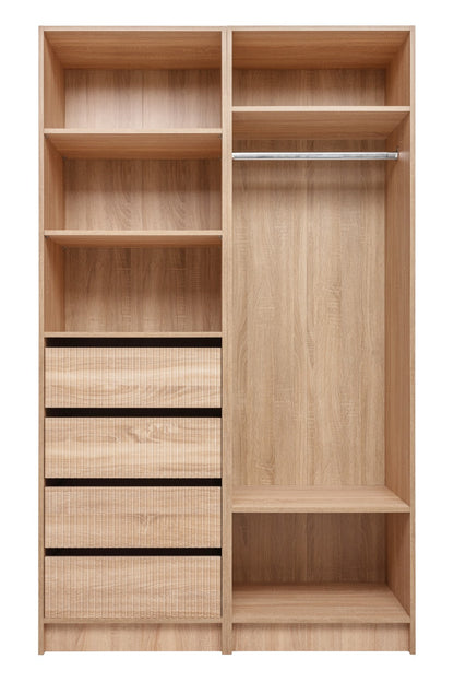 Malmo Walk In Wardrobe - 4 Drawer 3 Shelf Module - Fluted - Natural Oak
