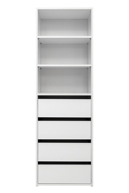 Malmo Walk In Wardrobe - 4 Drawer 3 Shelf Module - Slim Shaker - White