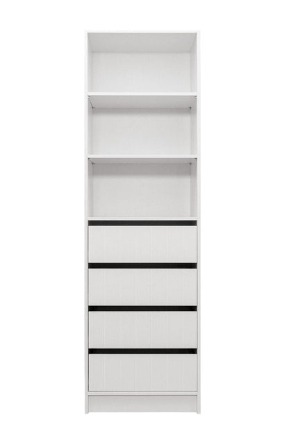 Malmo Walk In Wardrobe - 4 Drawer 3 Shelf Module - VJ Panel - White