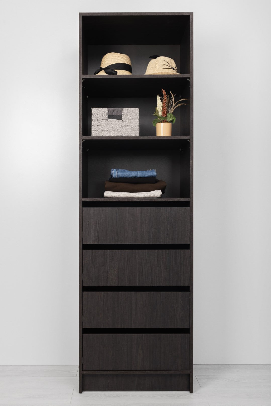 Malmo Walk In Wardrobe - 4 Drawer 3 Shelf Module - Classic - Nordic Ash