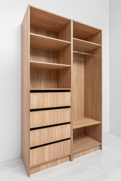 Malmo Walk In Wardrobe - 2 Shelf/Hanging Module - Natural Oak