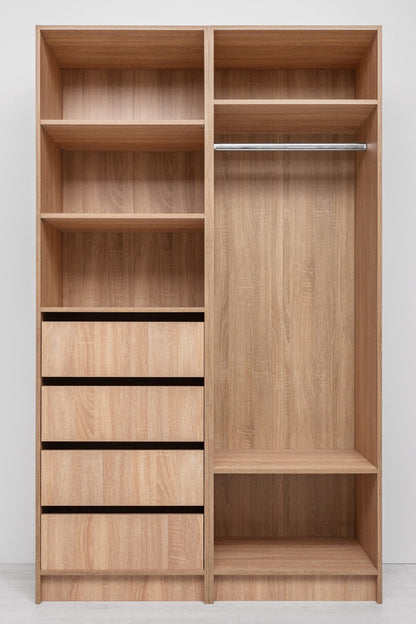 Malmo Walk In Wardrobe - 4 Drawer 3 Shelf Module - Classic - Natural Oak