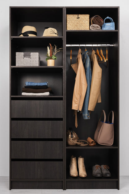 Malmo Walk In Wardrobe - 4 Drawer 3 Shelf Module - Classic - Nordic Ash