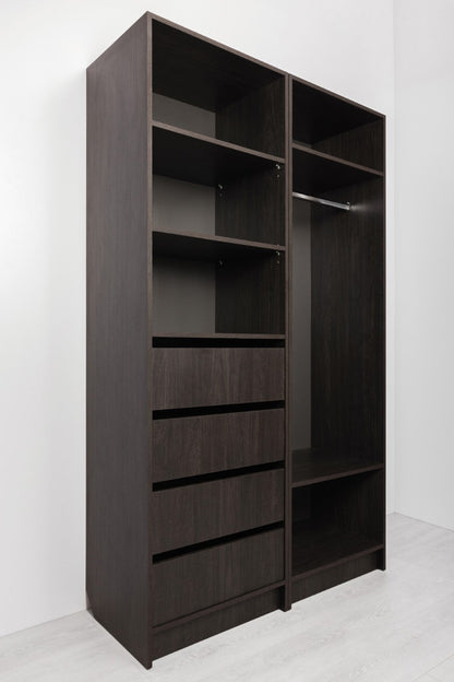 Malmo Walk In Wardrobe - 4 Drawer 3 Shelf Module - Classic - Nordic Ash