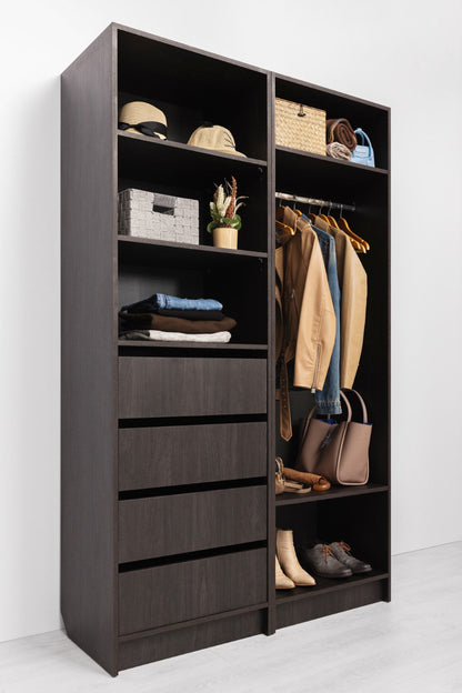 Malmo Walk In Wardrobe - 4 Drawer 3 Shelf Module - Classic - Nordic Ash