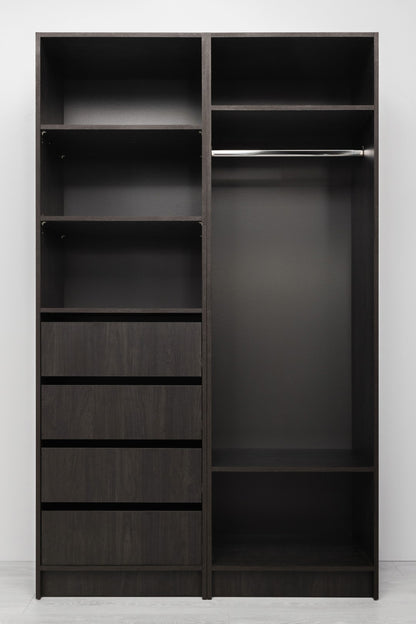 Malmo Walk In Wardrobe - 4 Drawer 3 Shelf Module - Classic - Nordic Ash