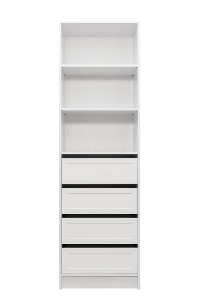 Malmo Walk In Wardrobe - 4 Drawer 3 Shelf Module - Hamptons - White