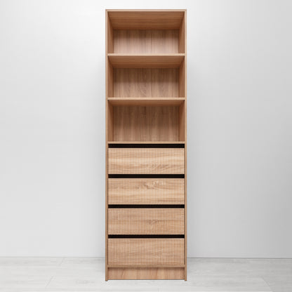 Malmo Walk In Wardrobe - 4 Drawer 3 Shelf Module - Fluted - Natural Oak