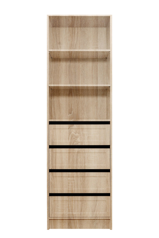 Malmo Walk In Wardrobe - 4 Drawer 3 Shelf Module - Hamptons - Natural Oak