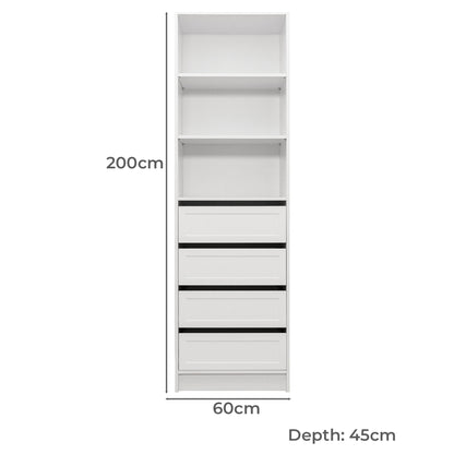 Malmo Walk In Wardrobe - 4 Drawer 3 Shelf Module - Hamptons - White