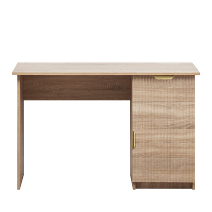 COPENHAGEN DESK - NATURAL OAK - FLUTED - PULL BRASS