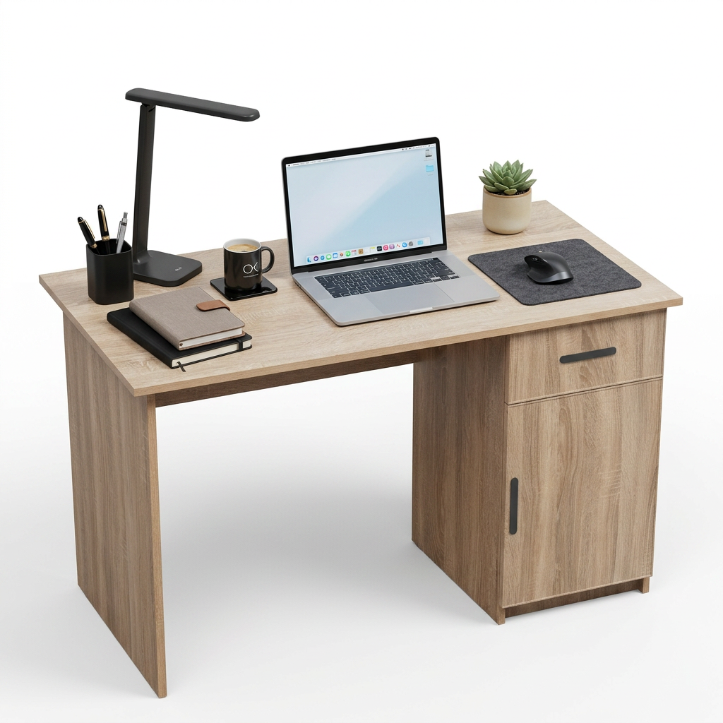 COPENHAGEN DESK - NATURAL OAK - SLIM - OVAL BLACK